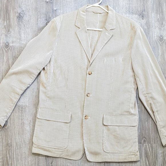 J. Crew Seersucker Suit JAcket Unstructured Sport Coat Blazer red/white size XL - Picture 2 of 11